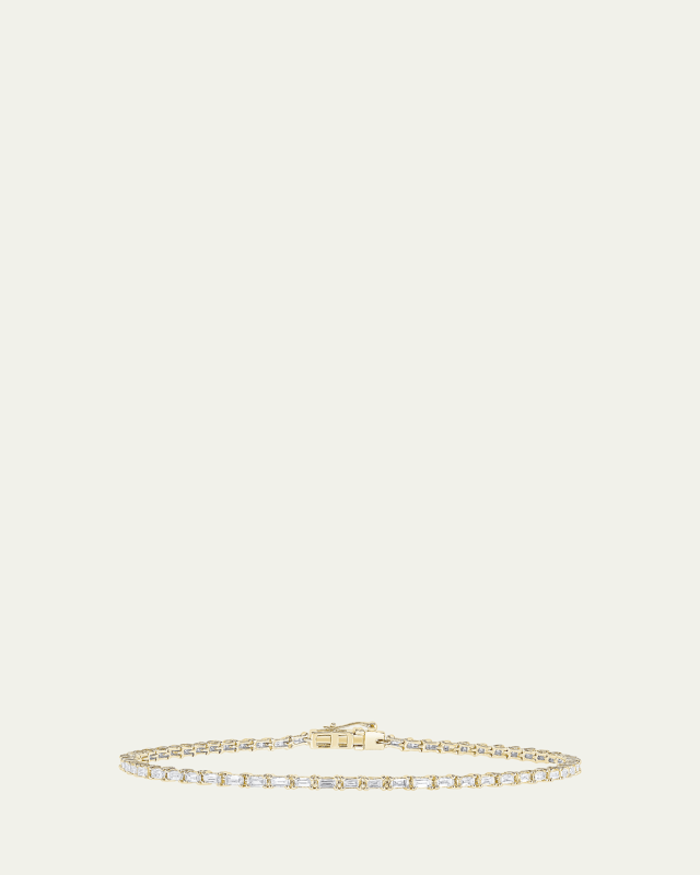 14K Gold Baguette Diamond Tennis Bracelet, 1.2tcw